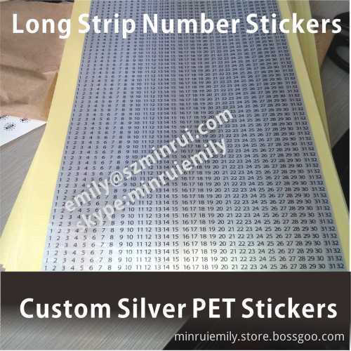 Custom Silver Number Stickers,number Stickers For Marking Electronic Components,water Proof Pet Vinyl Number Stickers